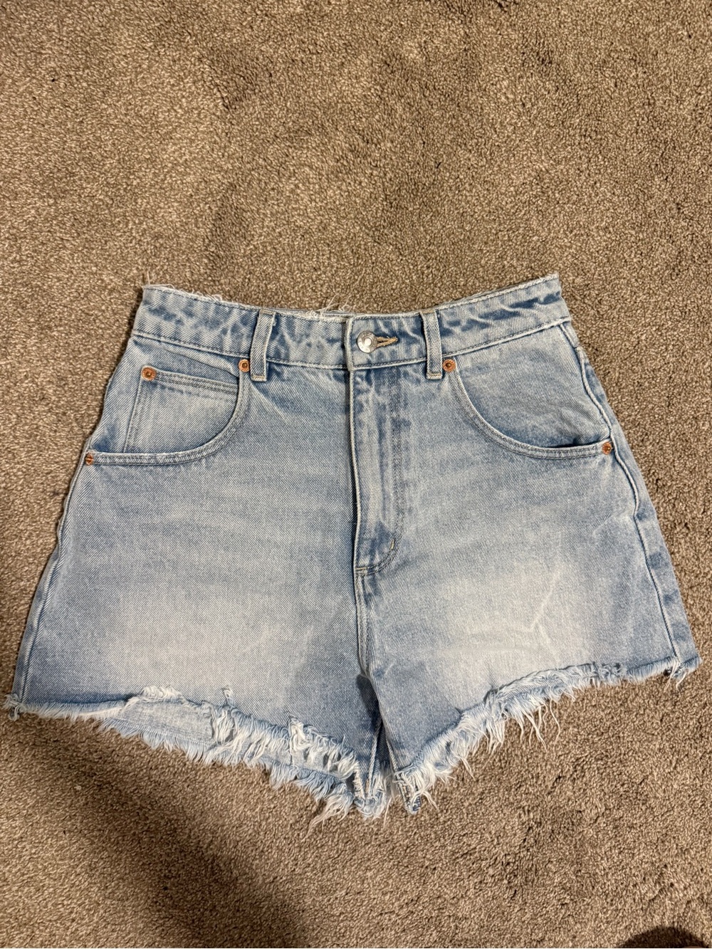 Rollas Light Blue Denim Frayed Hem Women’s Shorts